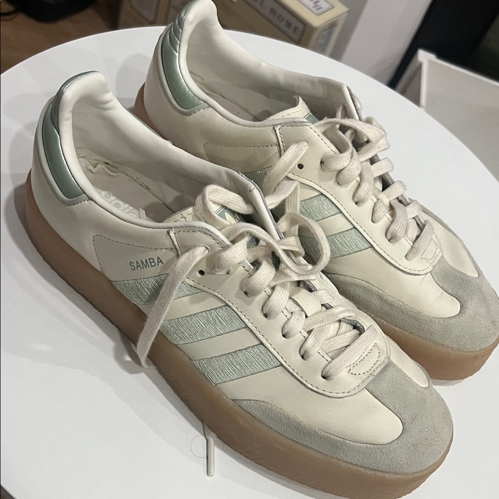 Adidas Samba Cream and Green Men's Sneakers
